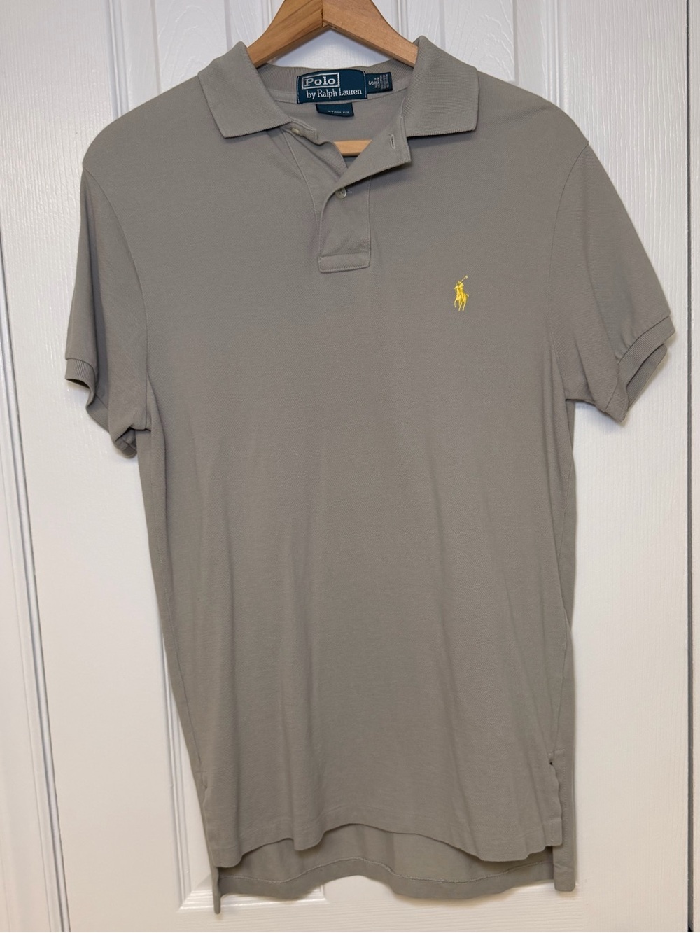 Polo Ralph Lauren Custom Fit Polo Shirt Men’s Small Gray Yellow Pony Preppy